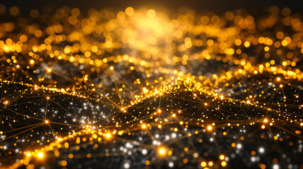 Golden Bokeh Fantasy: An abstract and glowing background with golden bokeh lights, creating a magical and festive ambiance