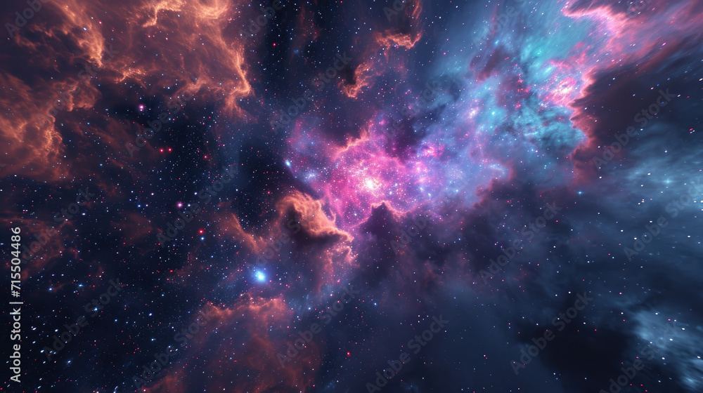 Poster abstract milky way background filled with colorful star clusters