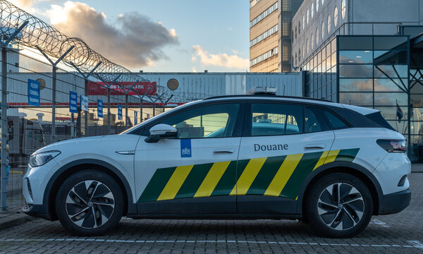 Ijmuiden, The Netherlands, 19.01.2024, Dutch customs Douane car, service charged with supervising the import, export and transit of goods in the Netherlands