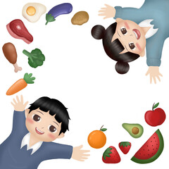nutrition day set of fruits and vegetables illustration