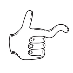 hand gesture, vector drawing in cartoon style. retro illustration of the 30s, rubber house