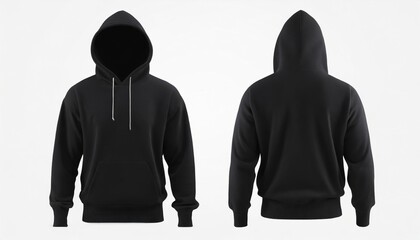 black hoodie front and back mockup blank black hoodie template mockup - obrazy, fototapety, plakaty
