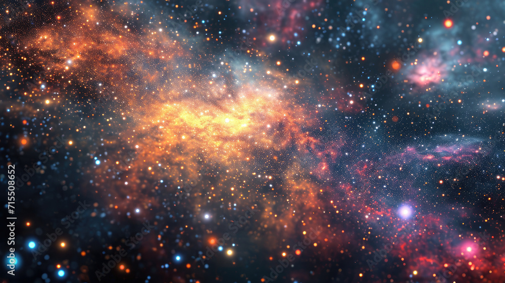 Poster abstract milky way background filled with colorful star clusters