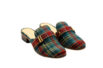 Tartan Mule Slippers Isolated On Transparent Background