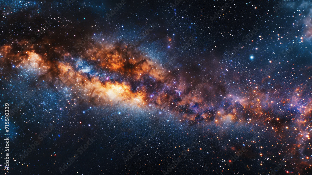 Poster abstract milky way background filled with colorful star clusters