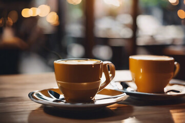 Obraz premium cup of coffee on a table ai generated