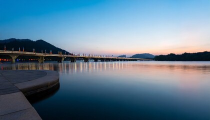 Fototapeta na wymiar dongting lake bridge in sunset