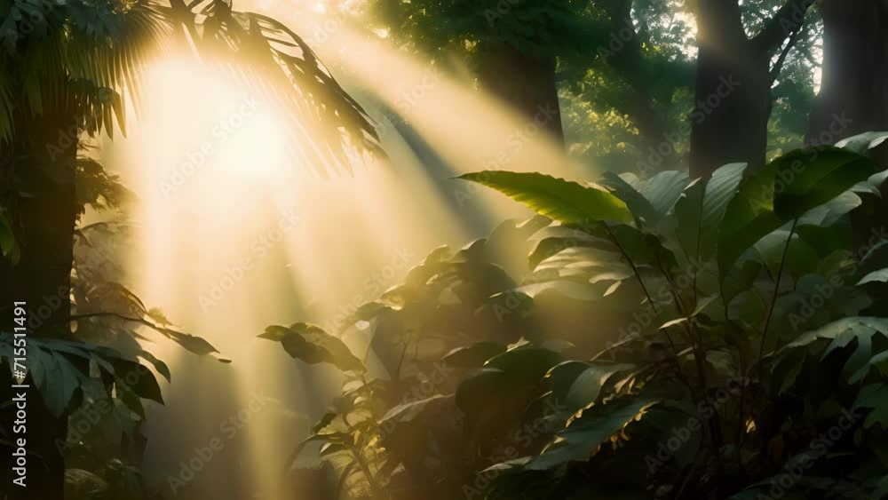 Poster the sun struggles to break through the thick layer of fog, casting a soft, moody light on the dense 