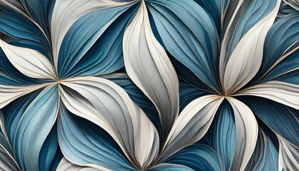 blue and grey 3d flower design seamless background generative