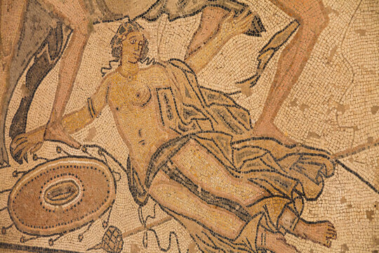 Roman Floor Mosaic, The Punishment of Dirce, Pula, Croatia