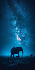 Afrikanischen Savanne Elefant unter einem Sternenhimmel 