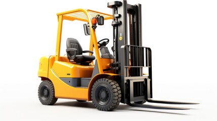 Fototapeta na wymiar a modern forklift specifically designed for efficient warehouse operations, the sleek design and functionality of the equipment, isolated on a clean white background.