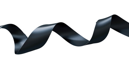 3d solid black ribbon isolated on transparent background, Elegant element for design.
