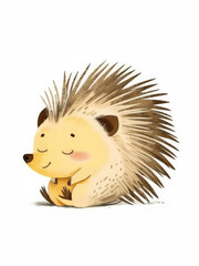 watercolor illustration of sleeping porcupine