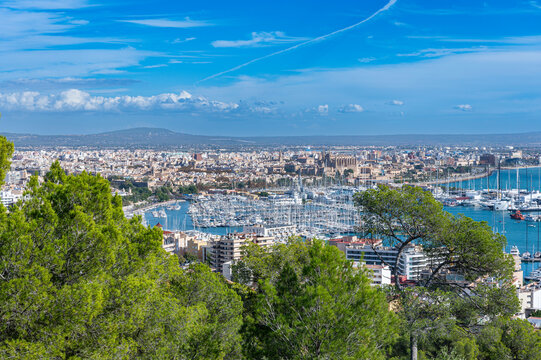 View from Bellver Castle over Palma, Mallorca, Balearic islands, Spain, Mediterranean