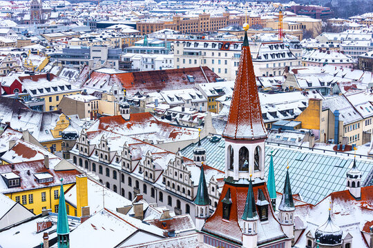 munich germany in winter from above