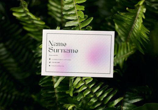 Mockup of customizable horizontal business card in ferns