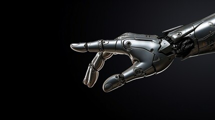 Humanoid robot hand pointing with finger.
