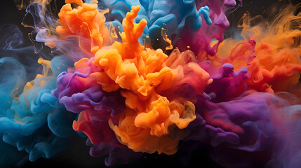 Fototapeta premium a dazzling explosion of color from colorful smoke, creates an abstract background that is alluring and full of dynamics.