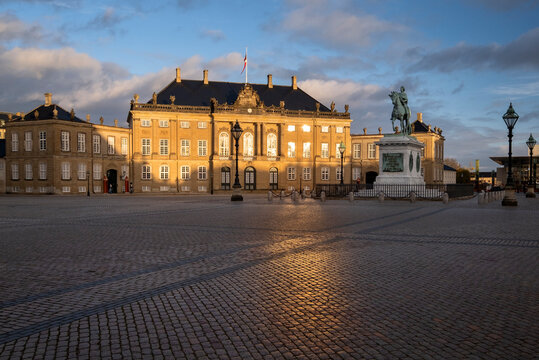 Last light on The Amalienborg Palace, Amalienborg Square, Copenhagen, Denmark