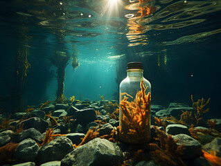 A large amount of garbage on the ocean floor - Powered by Adobe