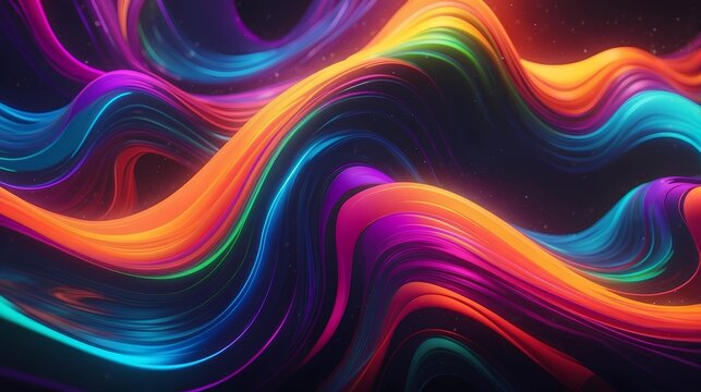 Neon dreams: mesmerizing 8K rainbow color wave abstract background