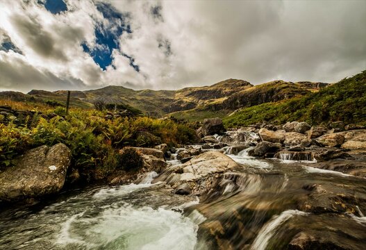 View towards Church Beck which runs down the Coppermines Valley into Coniston Water, Lake District National Park, UNESCO World Heritage Site, Cumbria, England