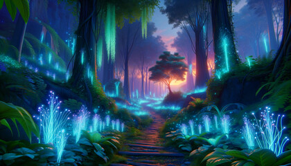 Enchanted Bioluminescent Forest