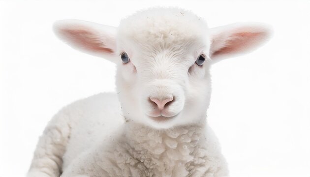 cute white lamb isolated on a white background as transparent png animal