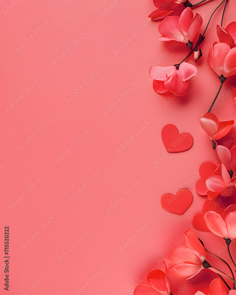 Wall mural valentines day design composition on a solid color background