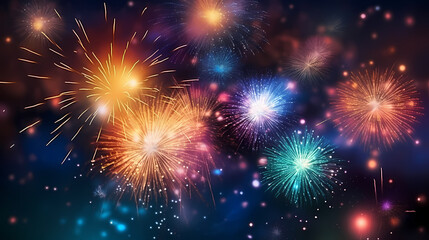 Naklejka premium Beautiful creative holiday background with fireworks and sparkles