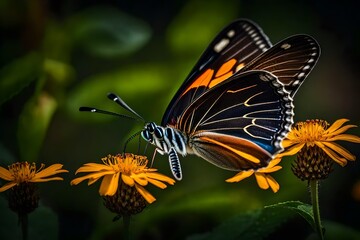 Beautiful butterfly on a flower in garden.