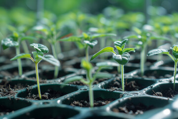 Young Seedlings in Starter Pots, Symbolizing New Growth and Sustainable Agriculture