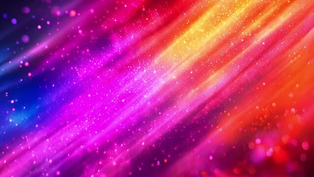 Rainbow sunlight sparkling background effect. Rainbow-colored light and shining particles from heaven. Colorful light beams moving neon