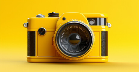 Vintage Camera on Yellow Background
Retro Photography Concept