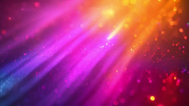 Rainbow sunlight sparkling background effect. Rainbow-colored light and shining particles from heaven. Colorful light beams moving neon