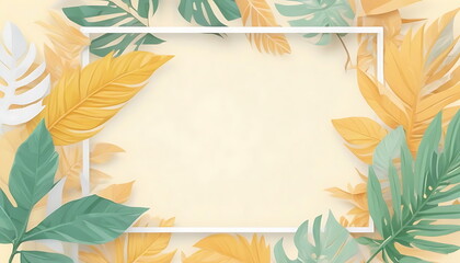 flat-minimalis-tropical-yellow-leaf-frame-and-white-background-no-text-with-border 