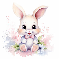 Cute baby rabbit, illustration of cartoon style