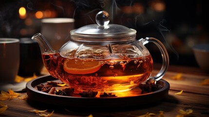 Teapot with magic tea posting out UHD wallpaper