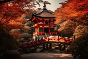 Obraz premium A picture of a famous shrine located in Kyoto, Japan. Generative AI