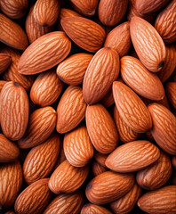 Fototapeta premium Almond background, top view texture, close up of nuts neap