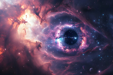 Augen des Kosmos: Struktur aus Sternen, Planeten und mehr bildet ein faszinierendes Auge im Universum, einzigartiges Design für kreative Projekte auf Adobe Stock