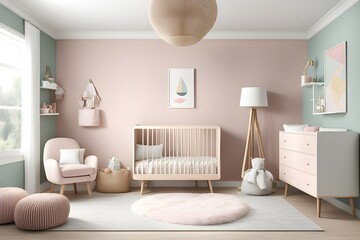 Soft Pastel Wonders: Creating Dreamy Spaces Modern Nursery Room with Fluffy Textures
