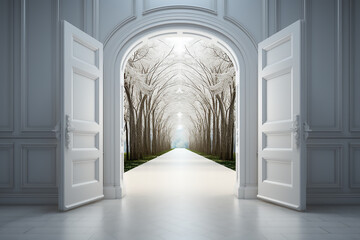 3d render of a corridor with a door
