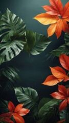 Tropical Leaves Background, generative, AI