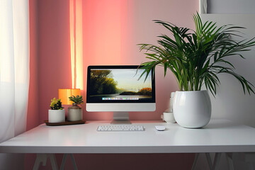 Contemporary Office Scene with Technology