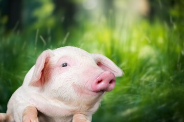 Cute small pink Domestic pig