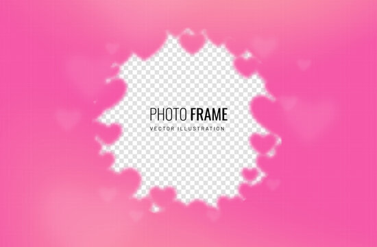 Heart photo frame on a transparent background. Design template for greeting cards. Vector illustration