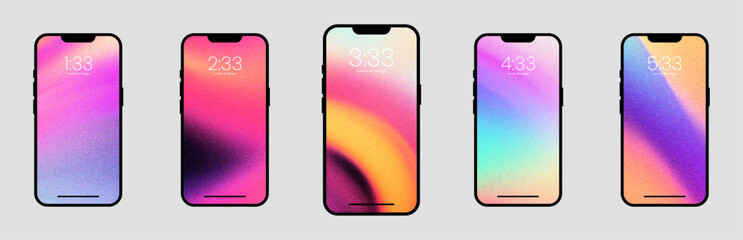  Premium mobile phone smart screen gradient wallpaper with five collection. Abstract background wallpaper collection . Modern screen backdrops set - obrazy, fototapety, plakaty