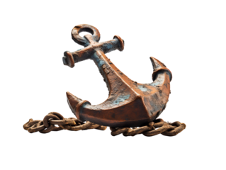 Rusty Anchor, isolated on a transparent or white background